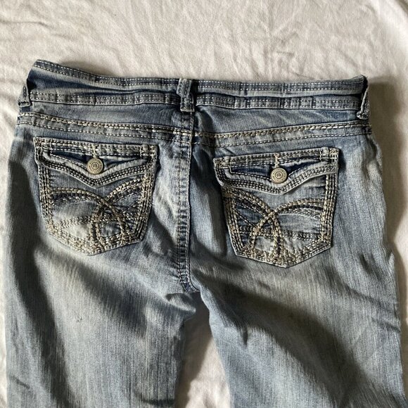 Miss Me Womens Bootcut Jeans With Embellished Pockets Size 29 Blue Denim Cotton - Picture 3 of 8
